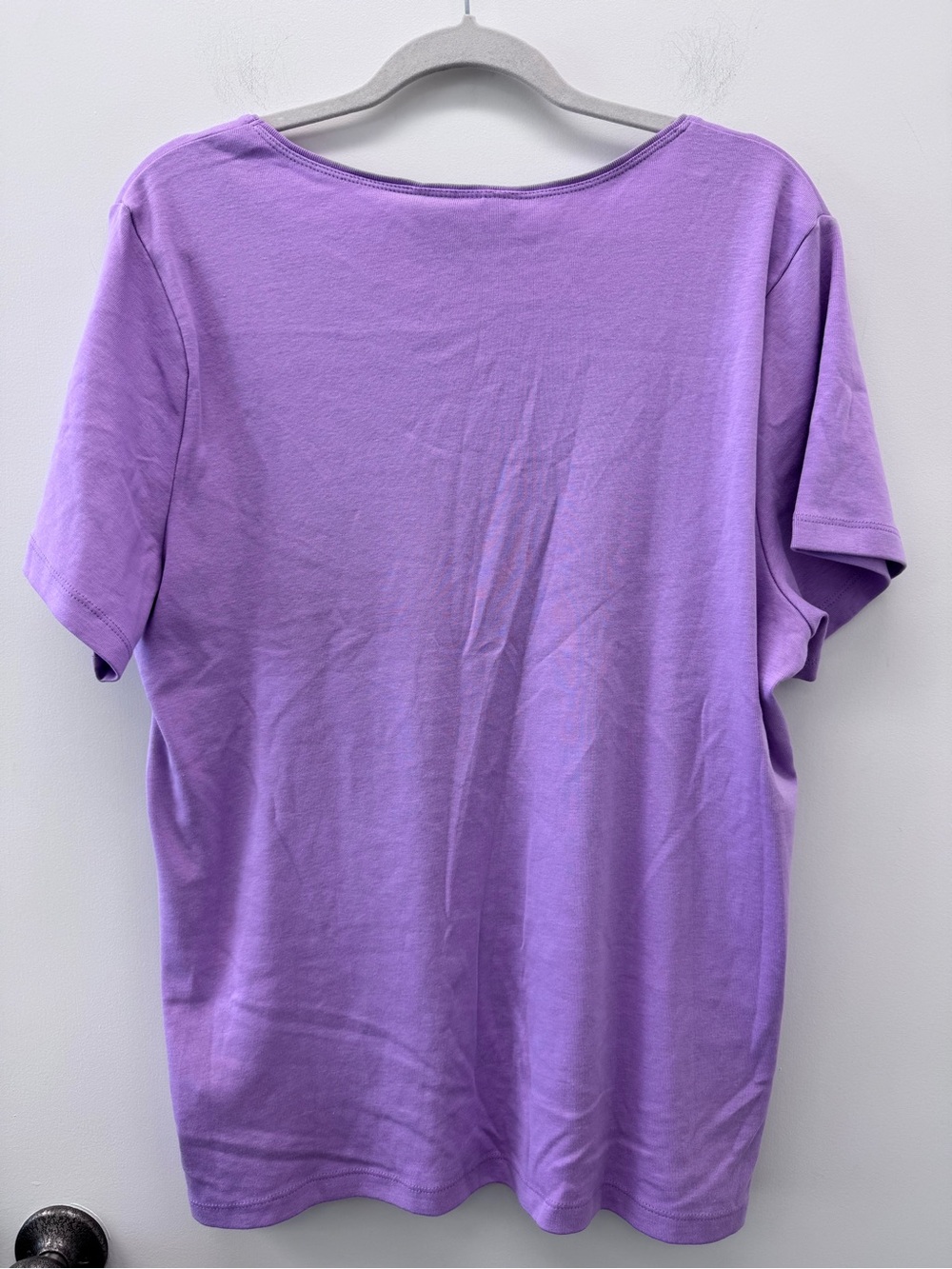 Karen Scott Lavender Scoop Neck Short Sleeve Top - Picture 5 of 5